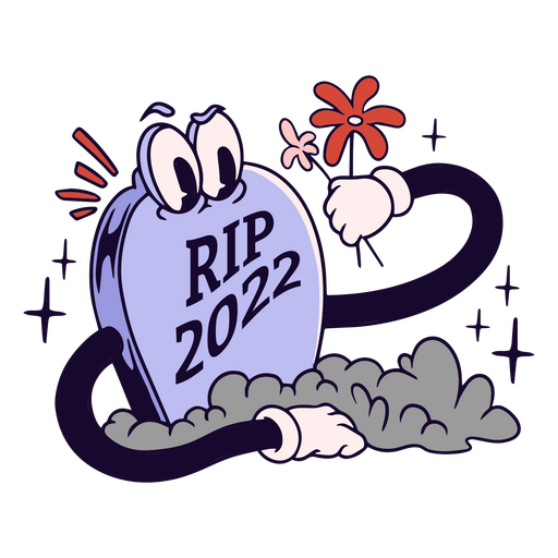 Rip 2022 Retro-Cartoon-Neujahr PNG-Design