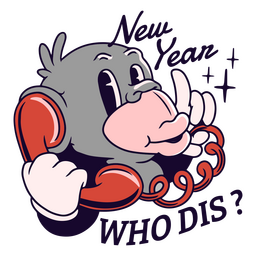 Monkey phone retro cartoon new year quote PNG Design