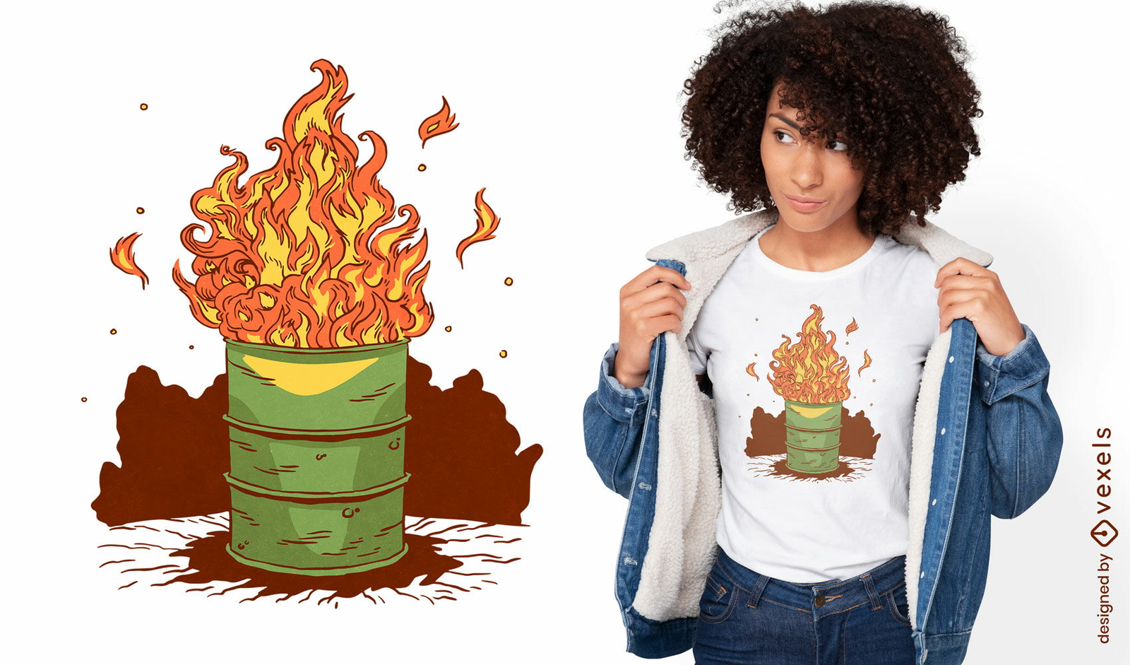 Diseño de camiseta de barril incendiado