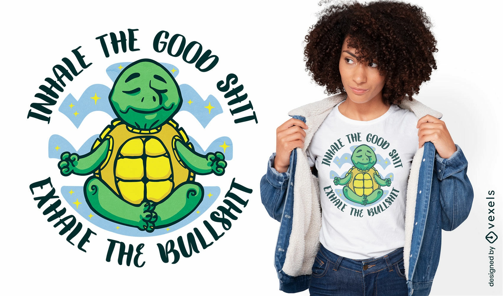 Schildkrötentier, das Yoga-T-Shirt-Design tut