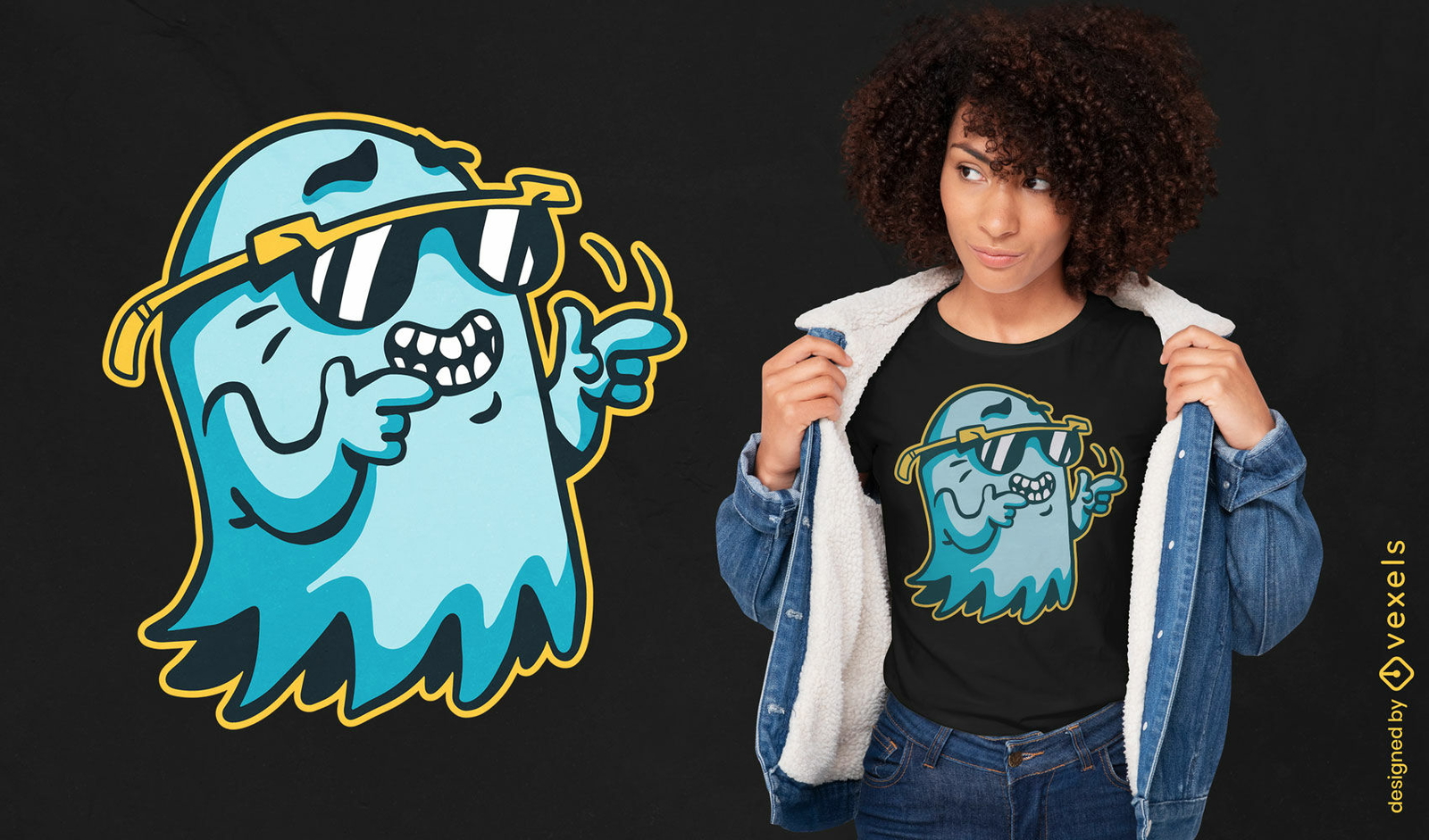 Fantasma com design de t-shirt de óculos de sol