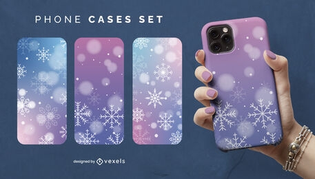 Winter season snowflakes phone case set