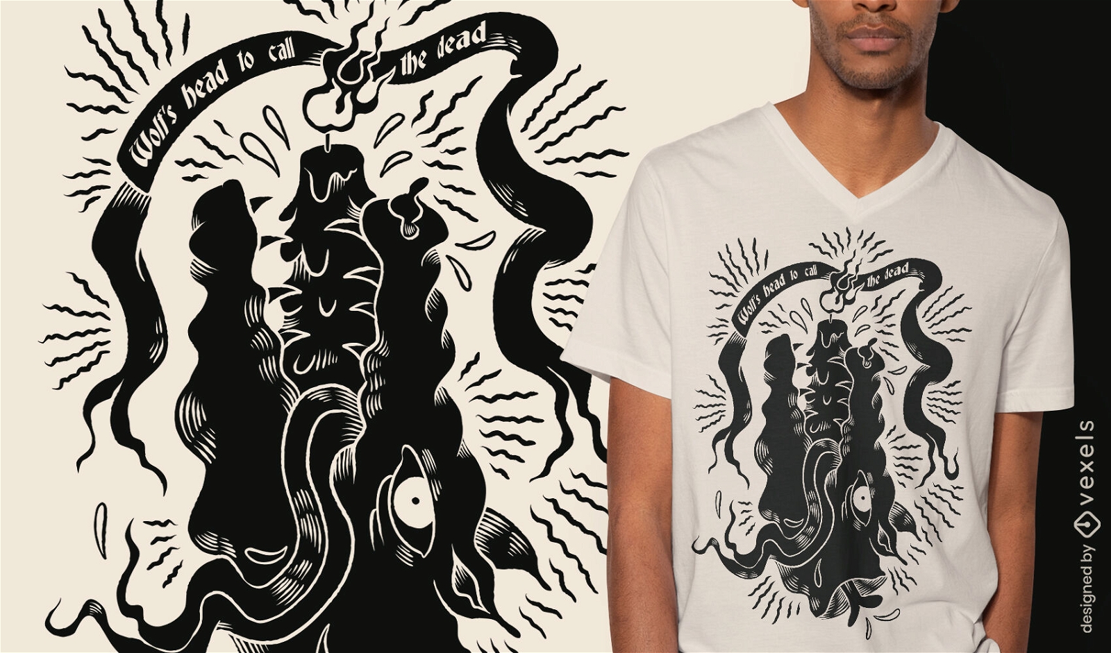 Design de camiseta de magia negra de criatura demoníaca