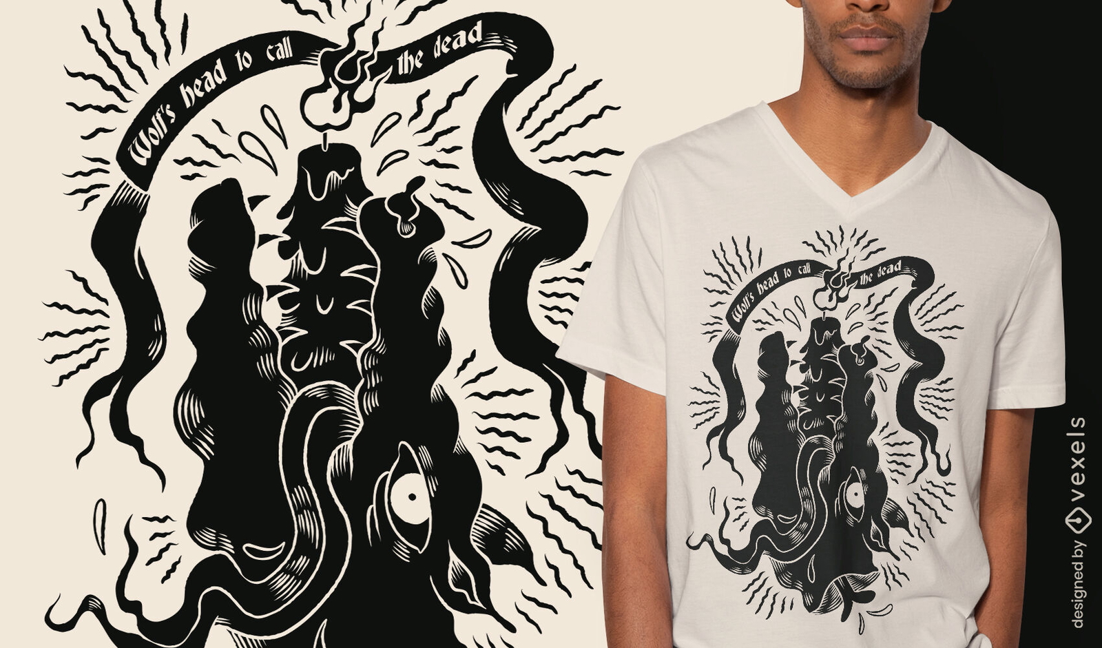 Diseño de camiseta de magia oscura de criatura demoníaca