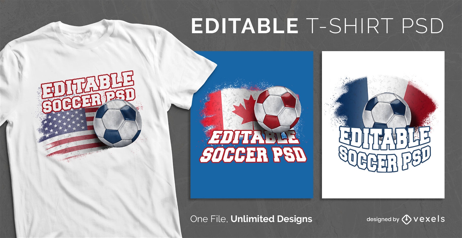 Fußballanzeige kennzeichnet skalierbares PSD-T-Shirt