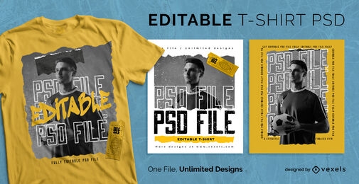 Skalierbares PSD-T-Shirt-Design für Fußballspieler