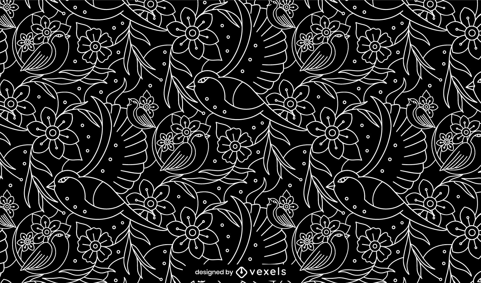 Flowers and birds pattern design