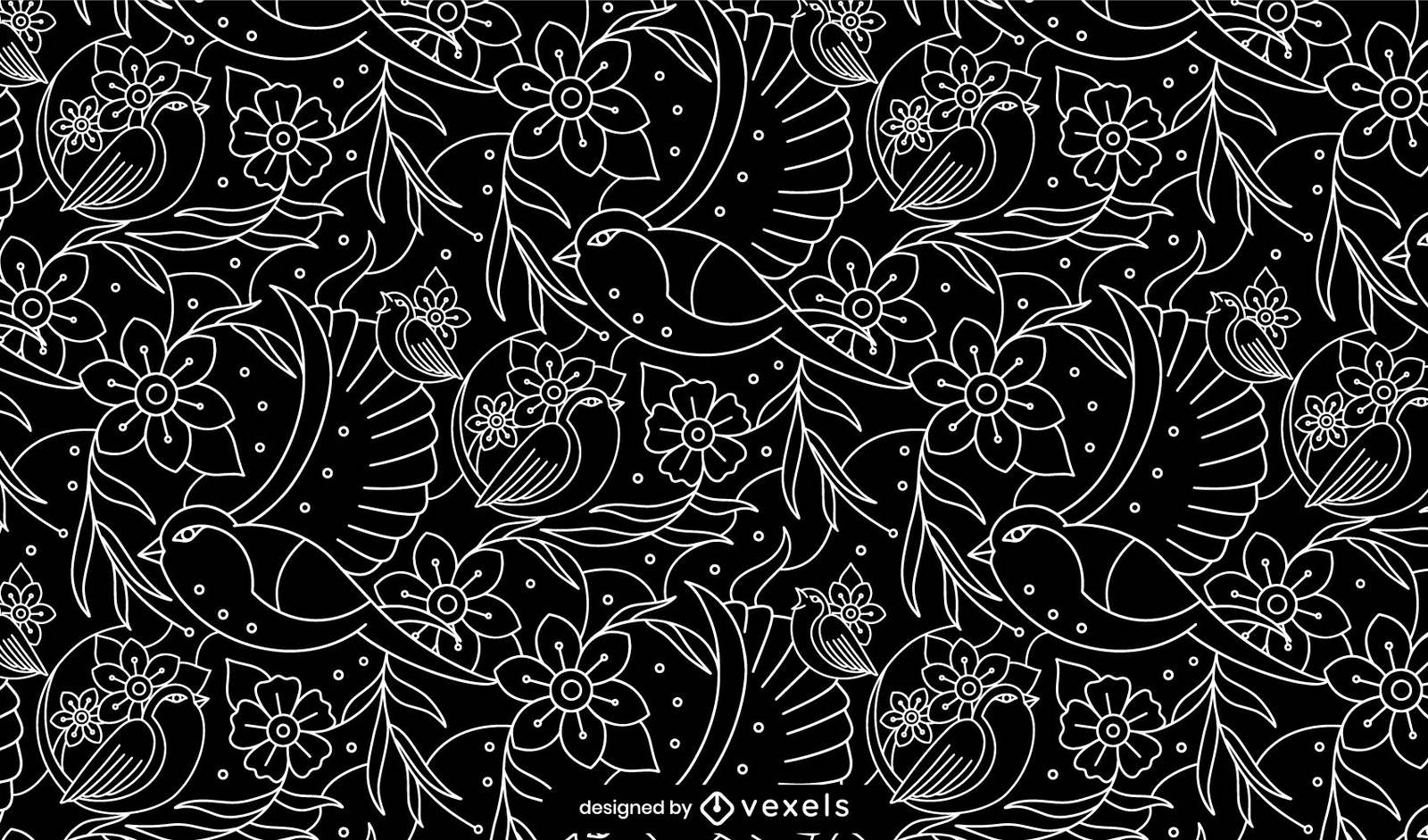 Flowers and birds pattern design