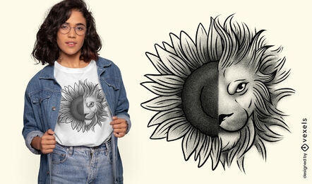 Sonnenblumen-Löwen-T-Shirt-Design