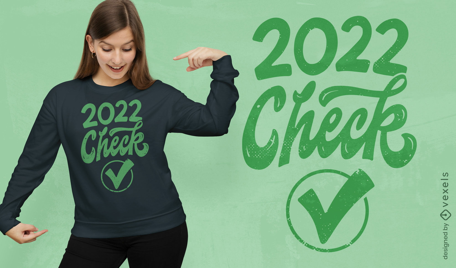 design de camiseta de verificação de feriado de ano novo de 2022