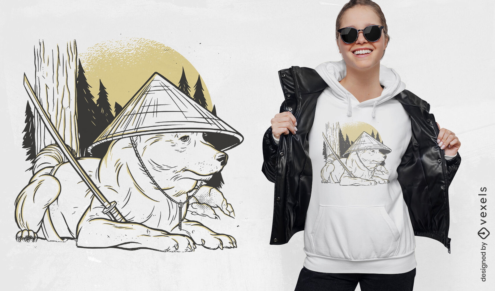 Shiba inu cão com design de t-shirt de chapéu