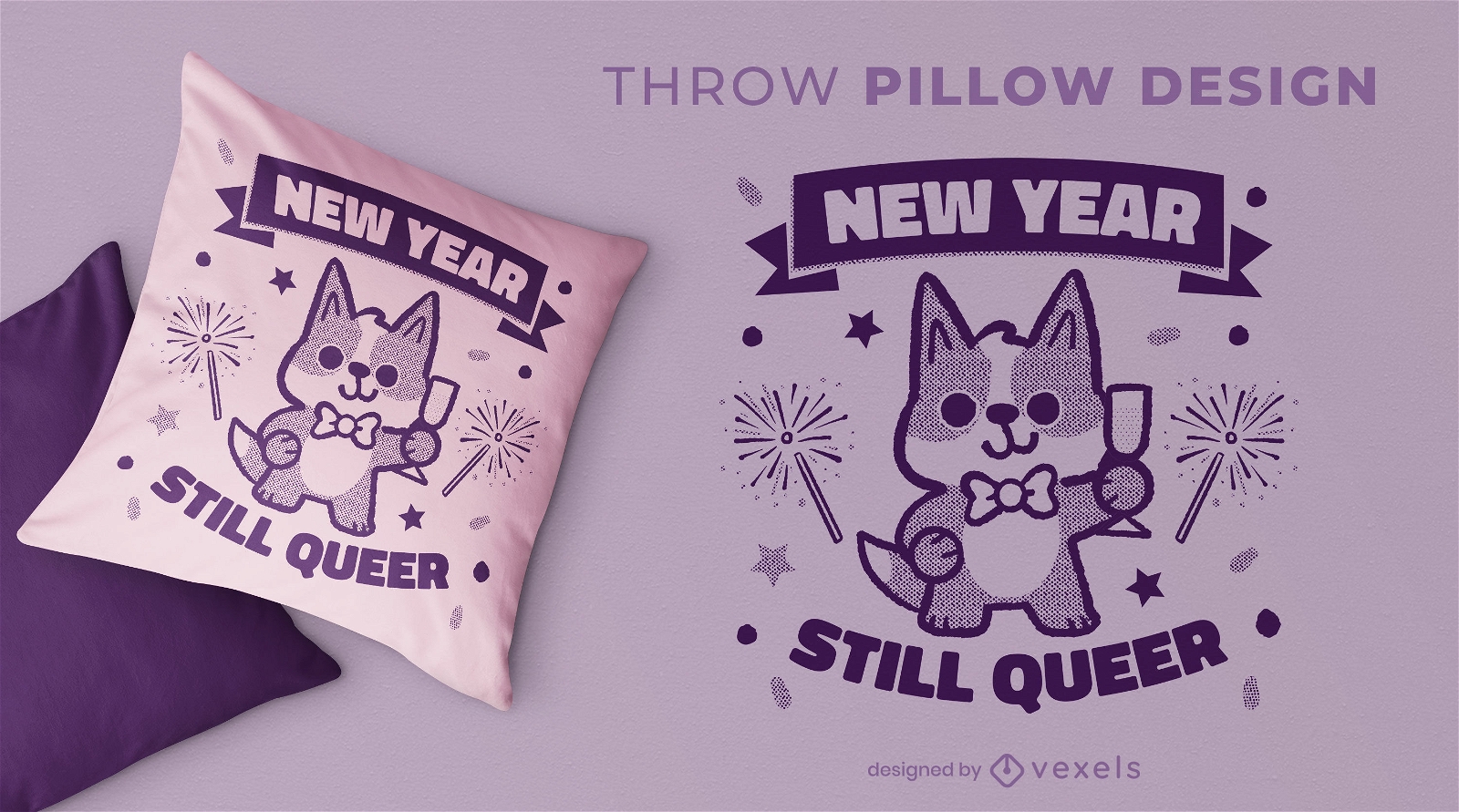 New Year still queer throw pillow design