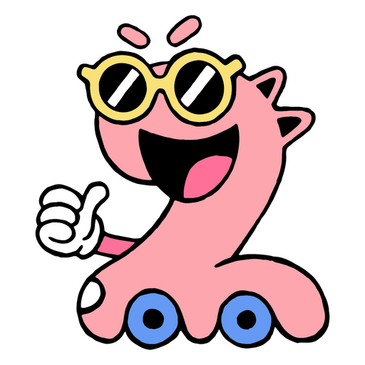 Number 2 character with eyeglasses and rollers PNG Design