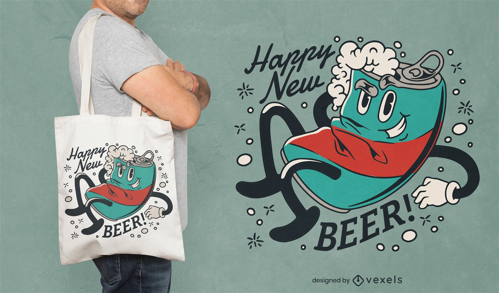 Feliz novo design de sacola de cerveja