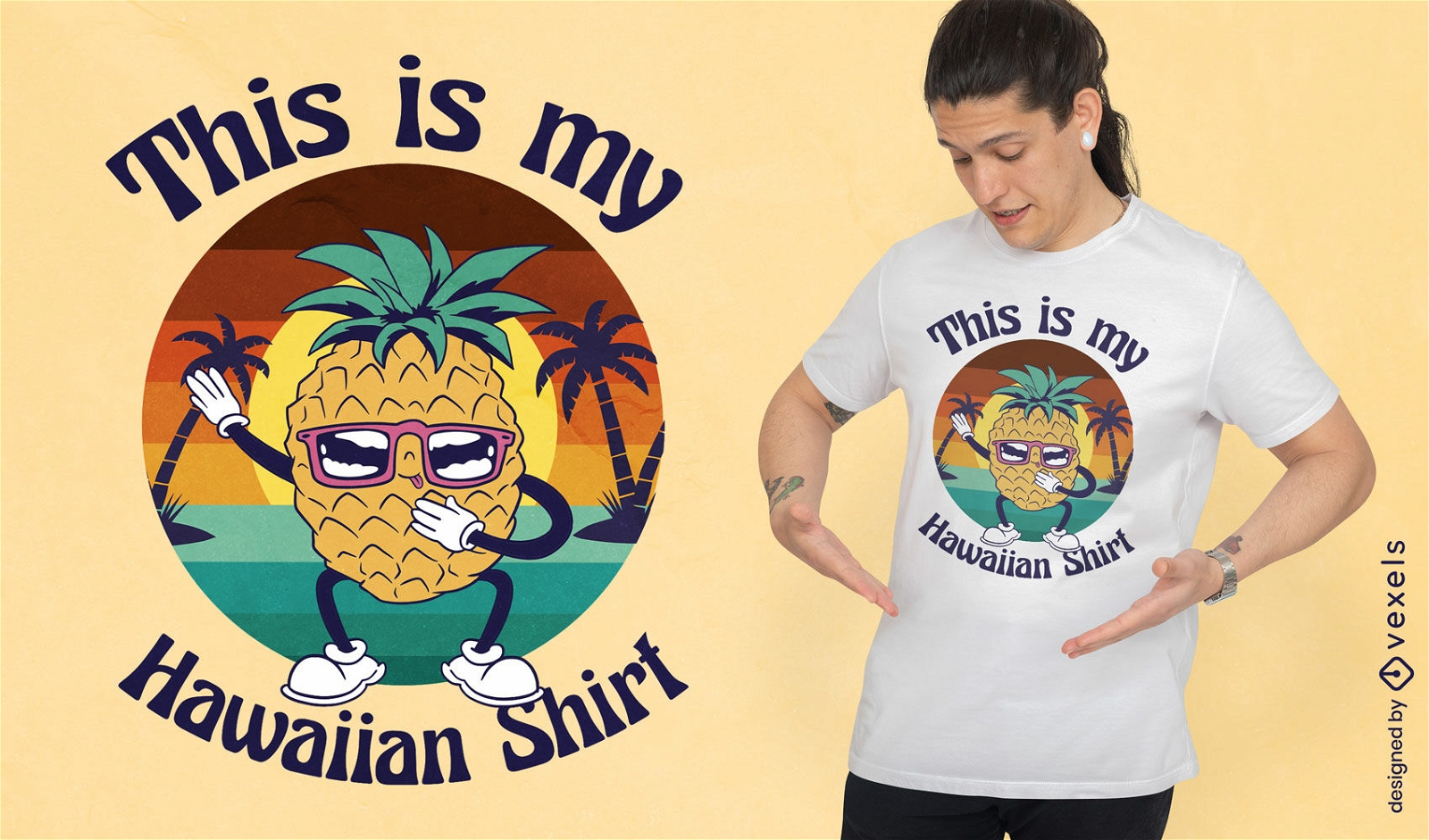 Diseño de camiseta de piña hawaiana.