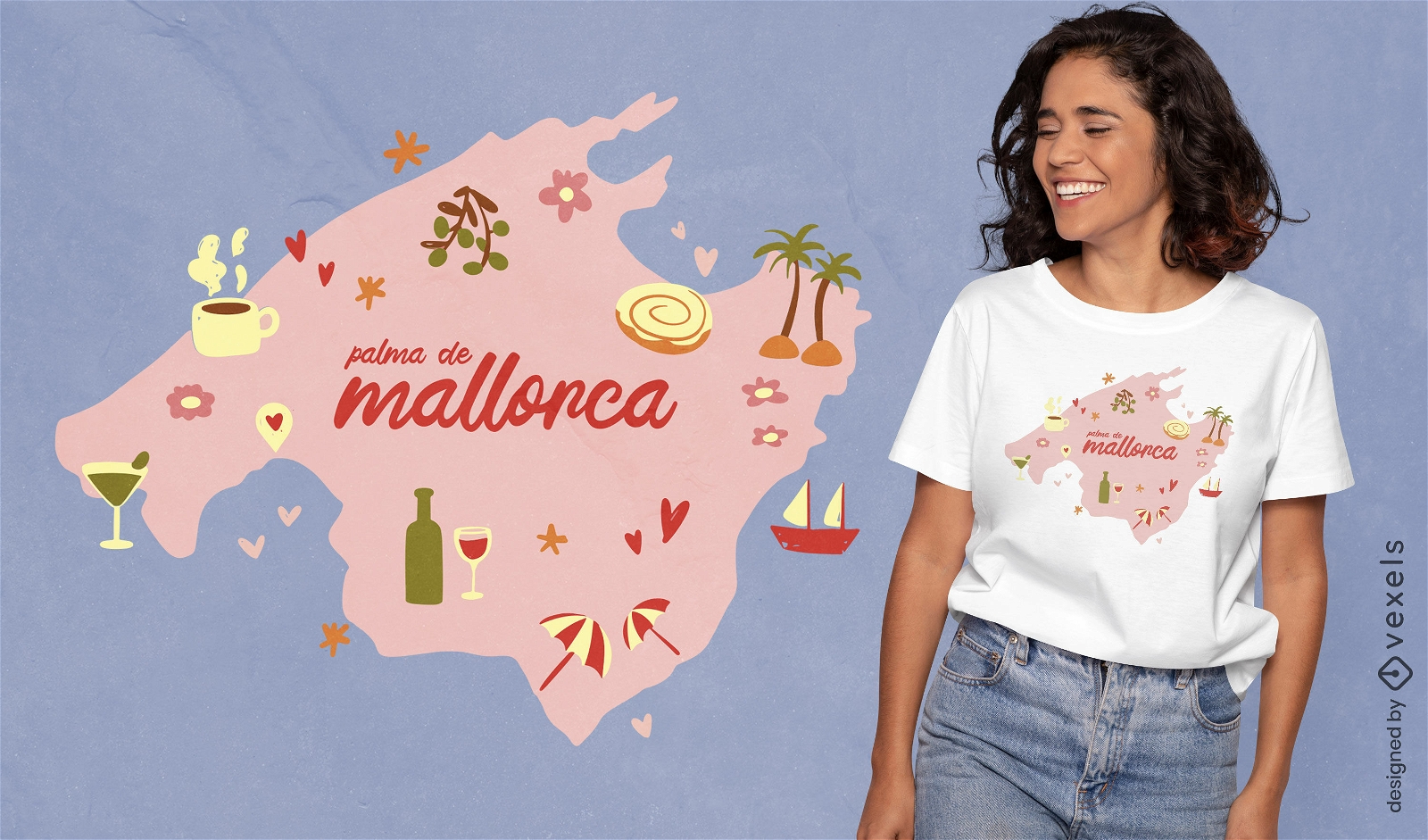 T-Shirt-Design mit Karte von Palma de Mallorca