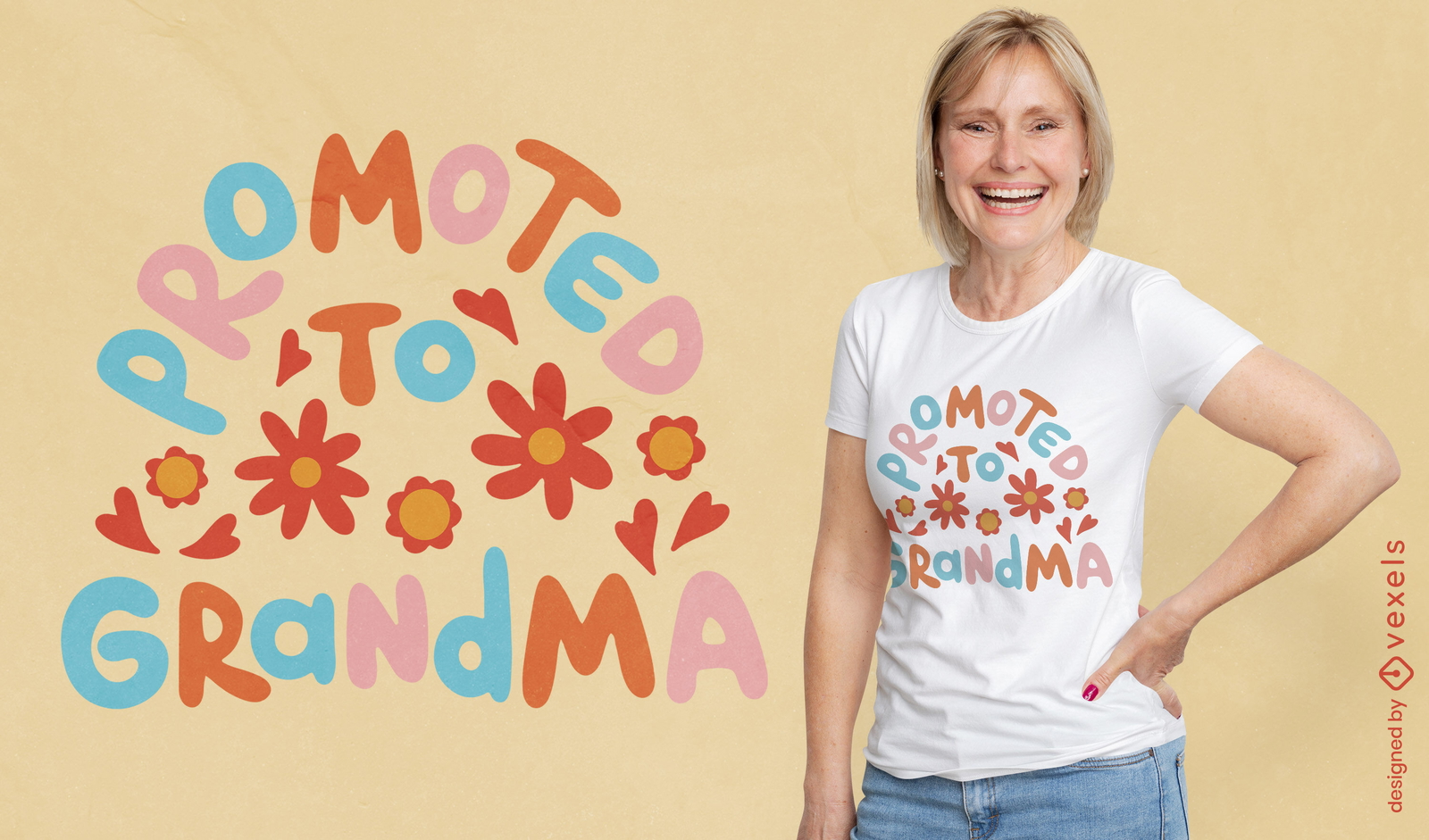 Promocionado a diseño de camiseta con cita floral de abuela.