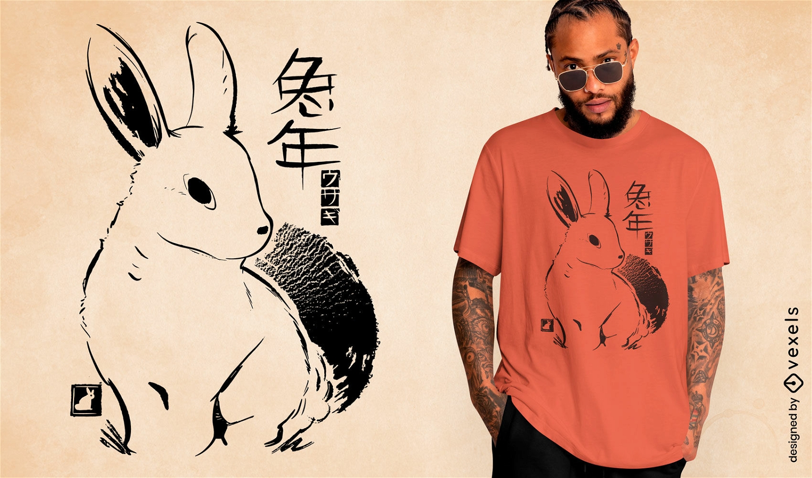Diseño de camiseta del año del conejo.