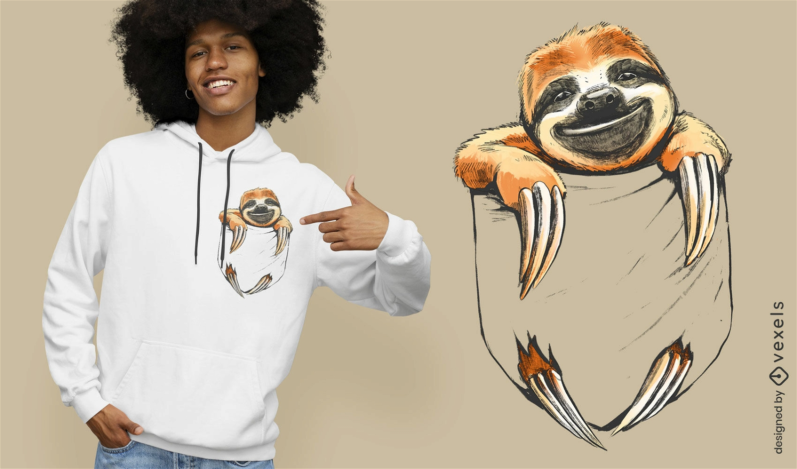 Sloth in a shirt pocket t-shirt design