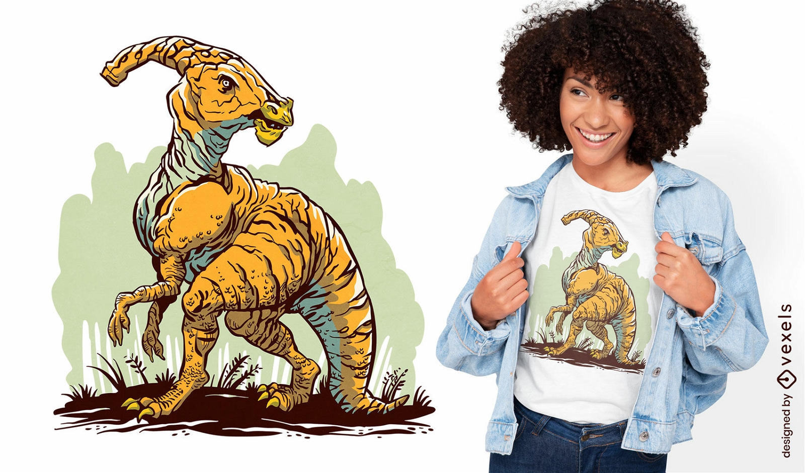 Design de camiseta de ilustração de Parasaurolophus