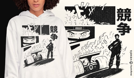 Japanisches Rennwagen-Comic-T-Shirt psd