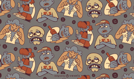 Diseño de patrón de personajes divertidos anti año nuevo
