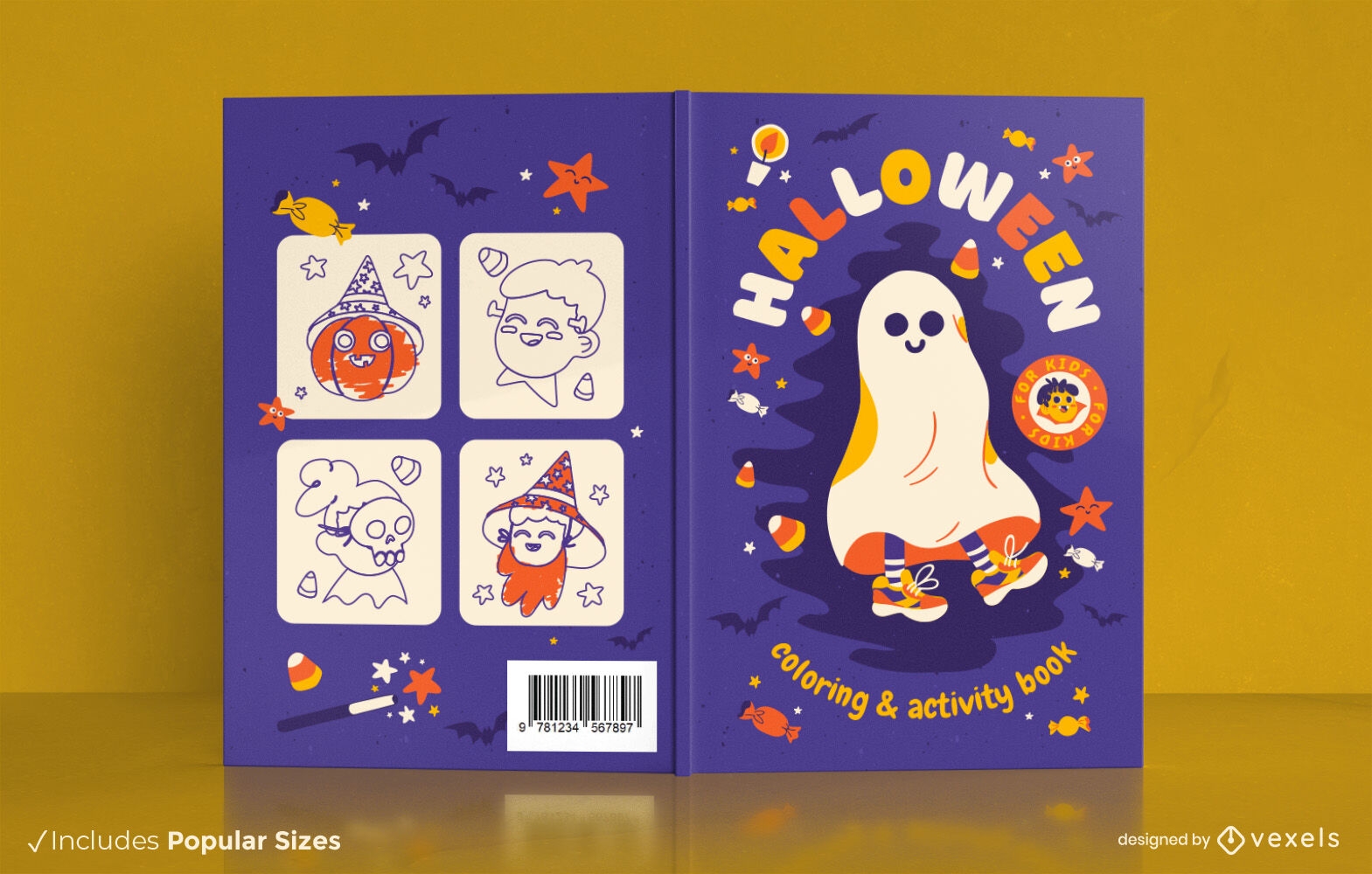 Lindo diseño de portada de libro de monstruos de halloween