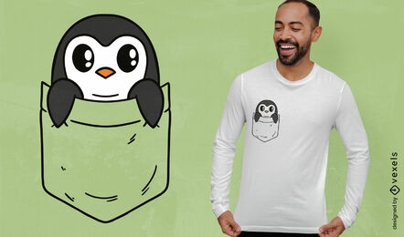 Design de camiseta de pinguim de bolso