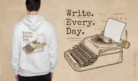 Design de camiseta de máquina velha de máquina de escrever
