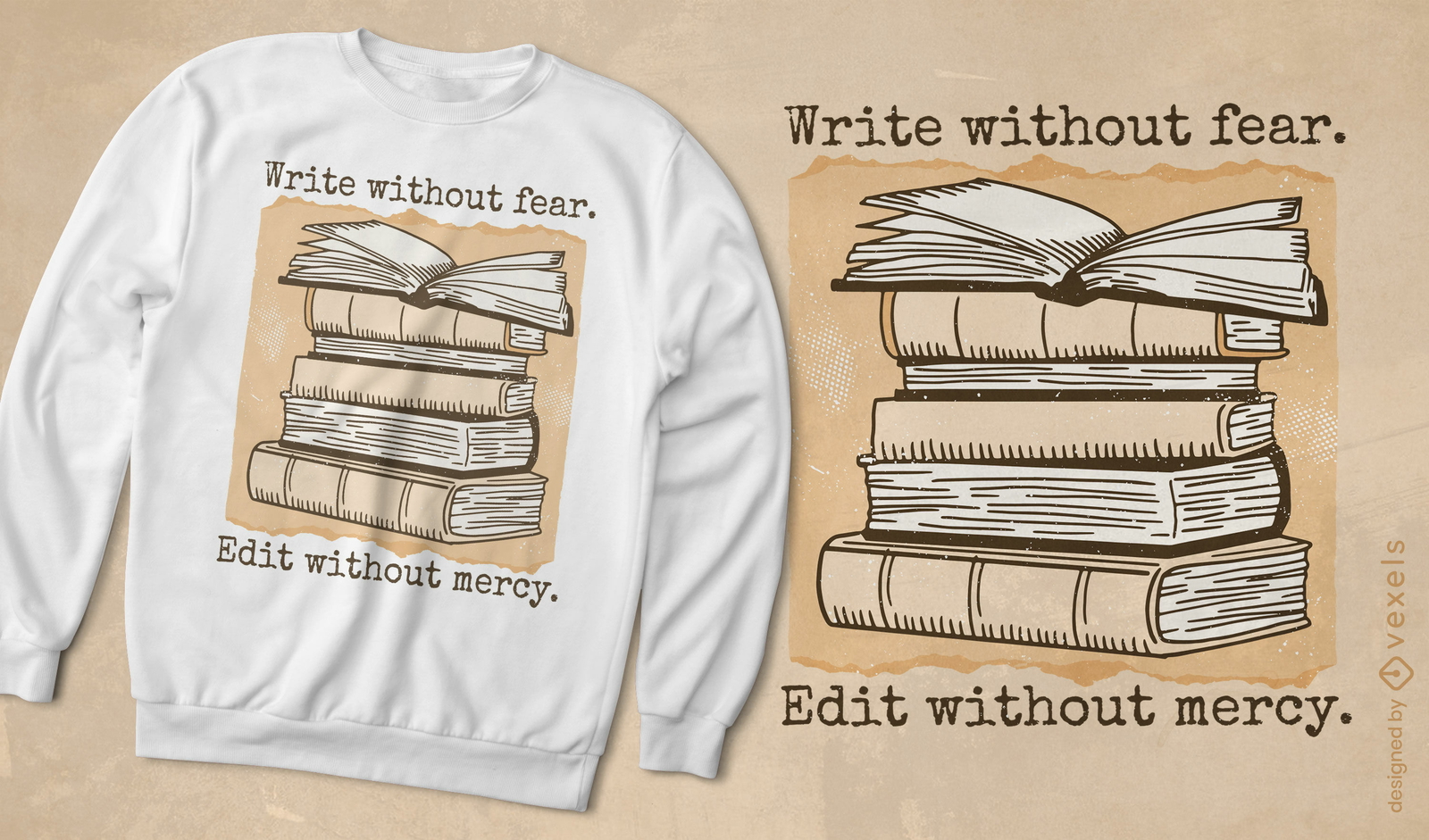 Stapel von Büchern Autor Craft T-Shirt-Design