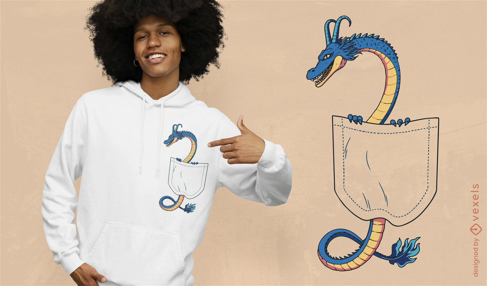 Design de camiseta de dragão de bolso