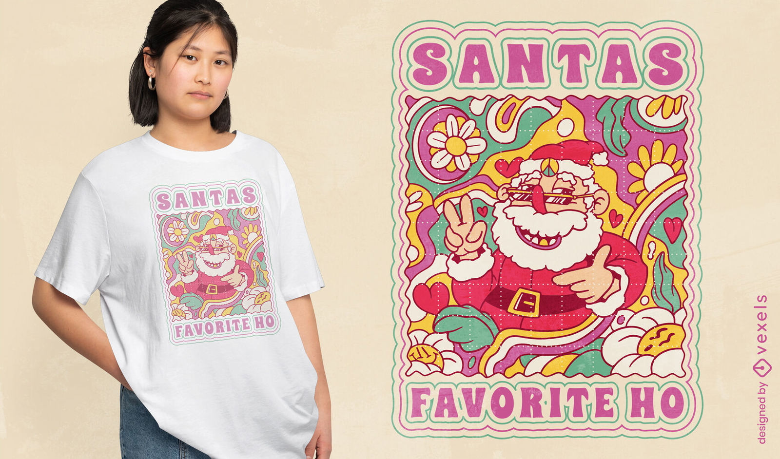 Diseño de camiseta Trippy Santa