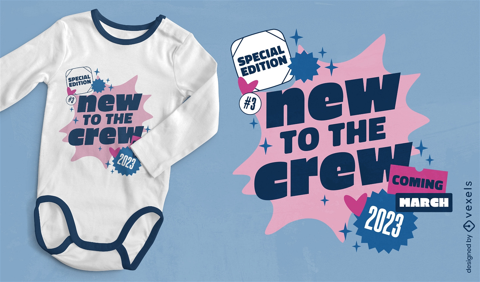 New to the crew baby announcement t-shirt design