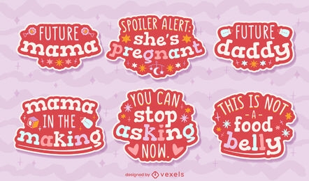 Conjunto de pegatinas rosa de anuncio de embarazo