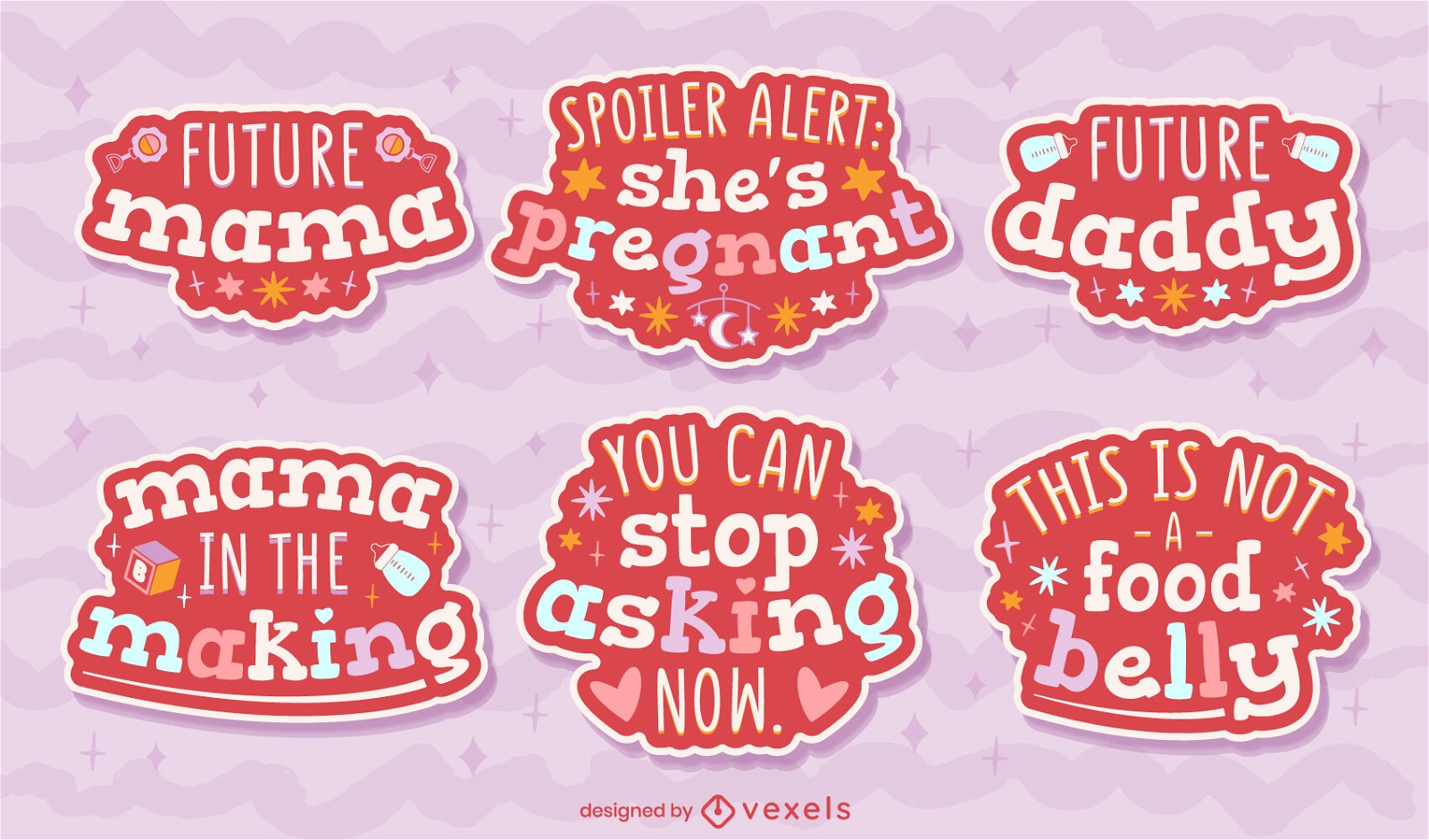 Pregnancy announcement pink stickers set
