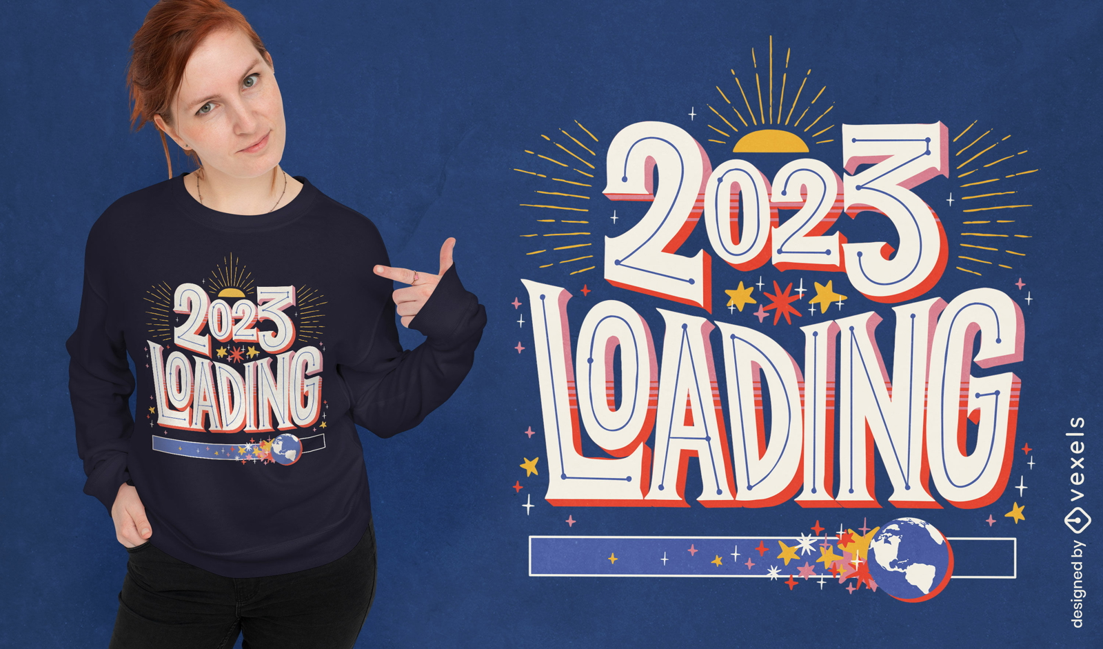 2023 design de camiseta de carregamento de feriado de ano novo