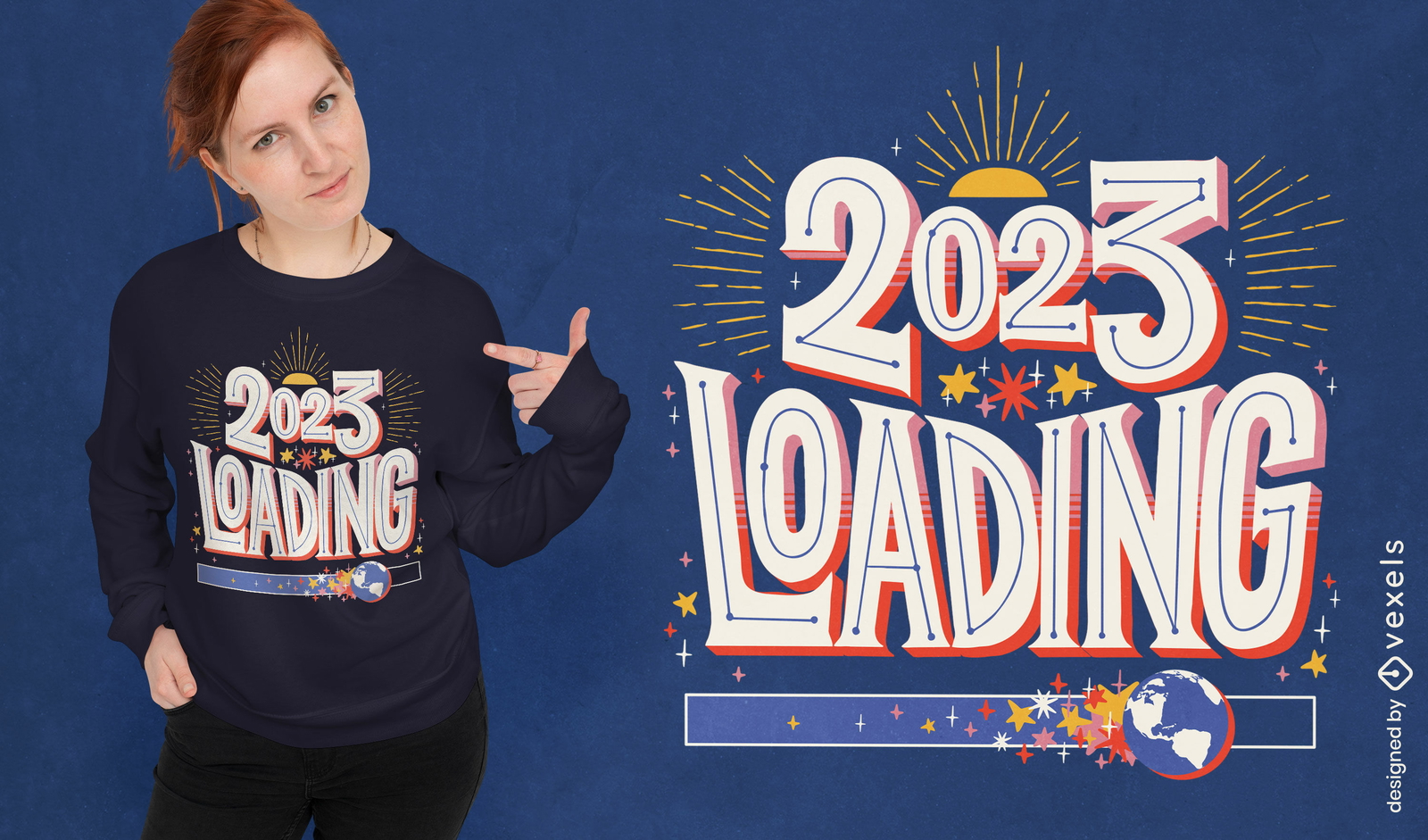 diseño de camiseta de carga de vacaciones de año nuevo 2023