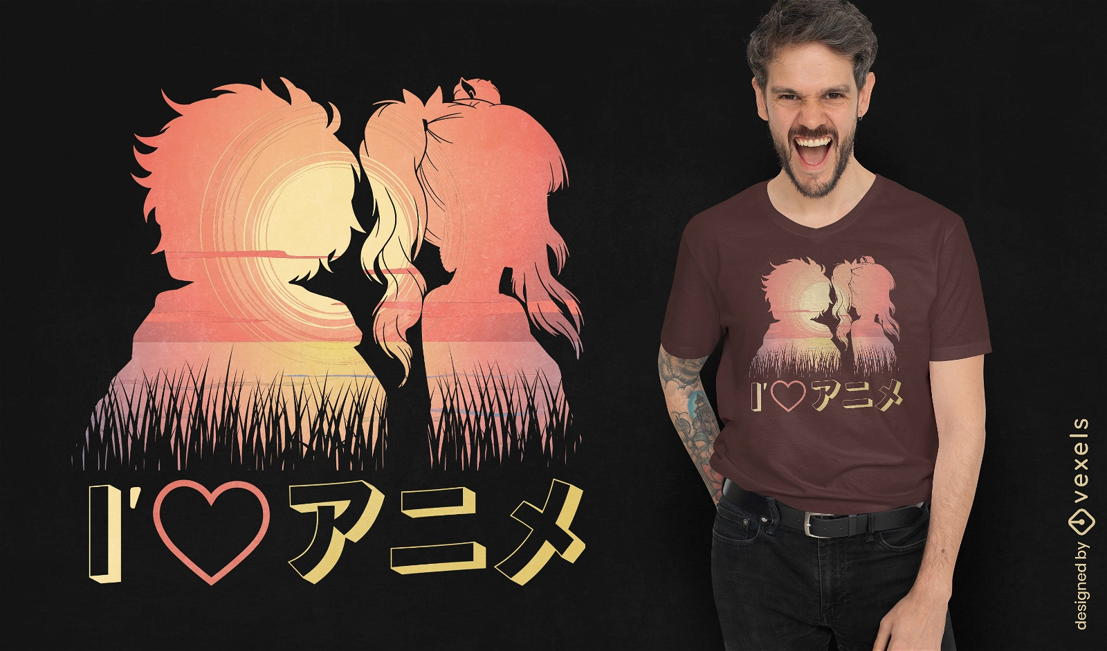 Eu amo design de camiseta de anime