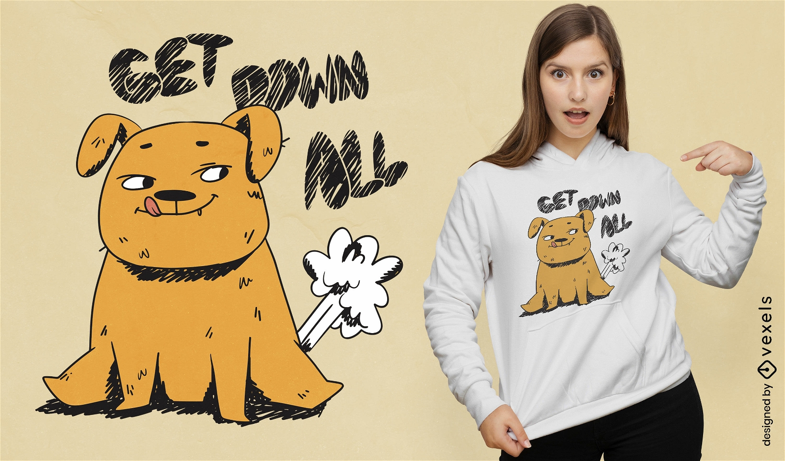 Design de t-shirt de peido animal cão engraçado