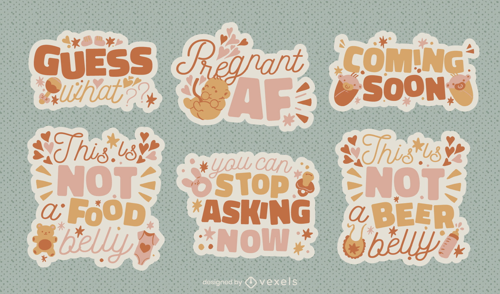 Pregnancy announcement quotes sticker set