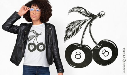 Design de camiseta de bola de bilhar de frutas cereja