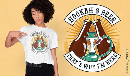Bebidas de cerveja e design de camiseta de narguilé