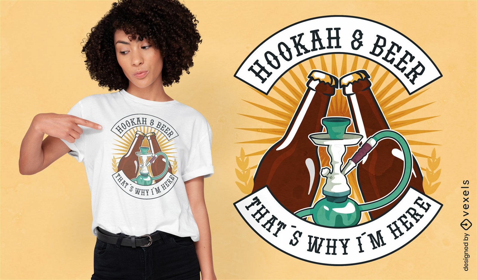 Beer drinks and hookah t-shirt design