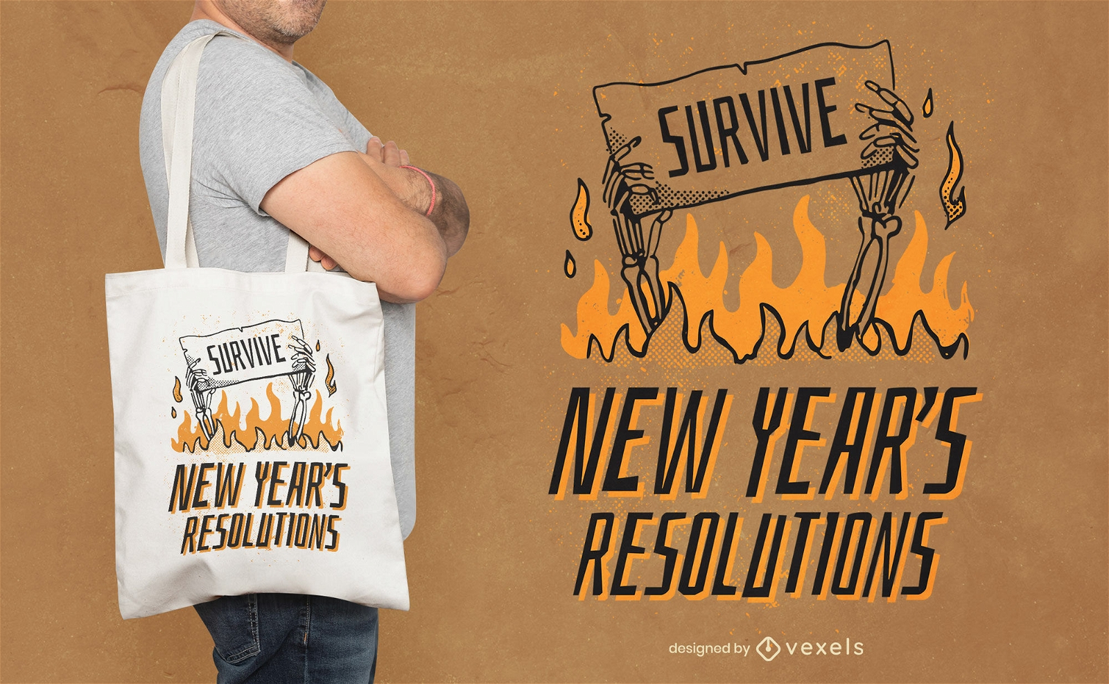 Design de sacola de resoluções de ano novo