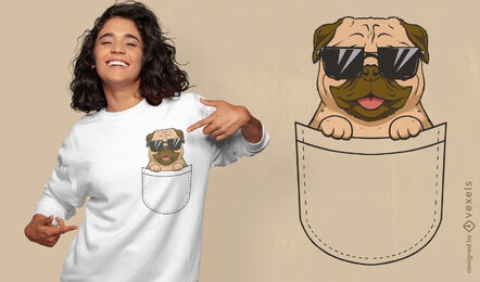 Mops-Hundetier im Taschen-T-Shirt-Design