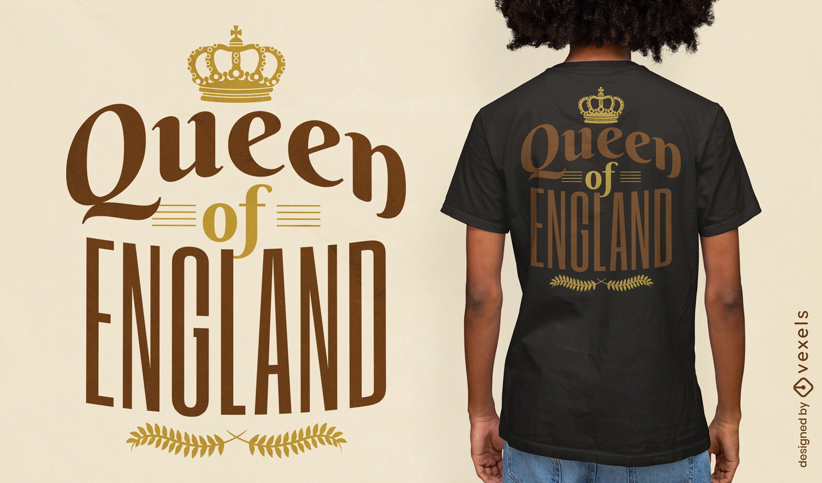 Design de camiseta com citação da rainha da inglaterra