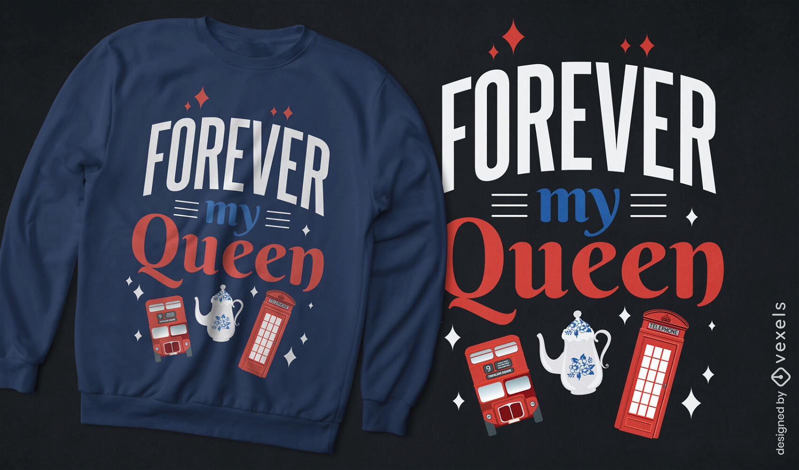 Design de camiseta para sempre minha rainha