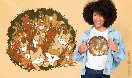 Design de camiseta de gatos e galos