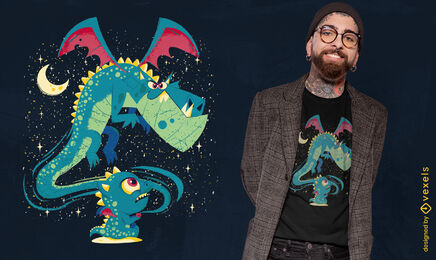 Baby- und Vater-Drachen-T-Shirt-Design