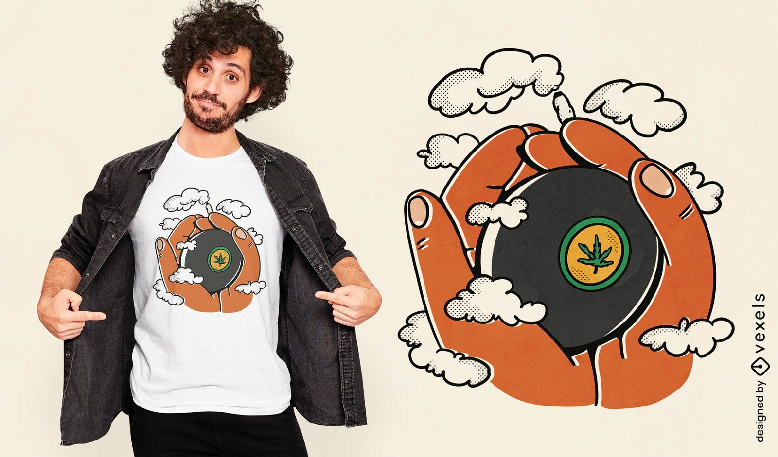 Magischer Ball mit Cannabis-T-Shirt-Design